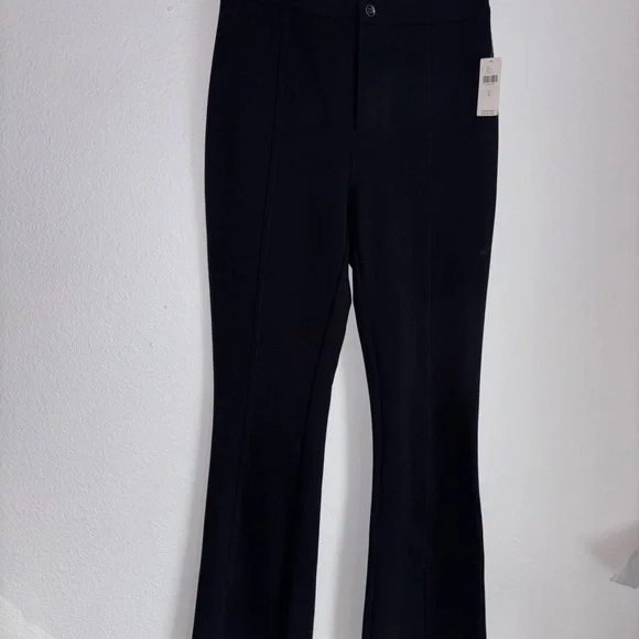 Anthropologie Maeve Size 6 Black Slit Split Front Flared Ponte Pant  NEW - Picture 3 of 7